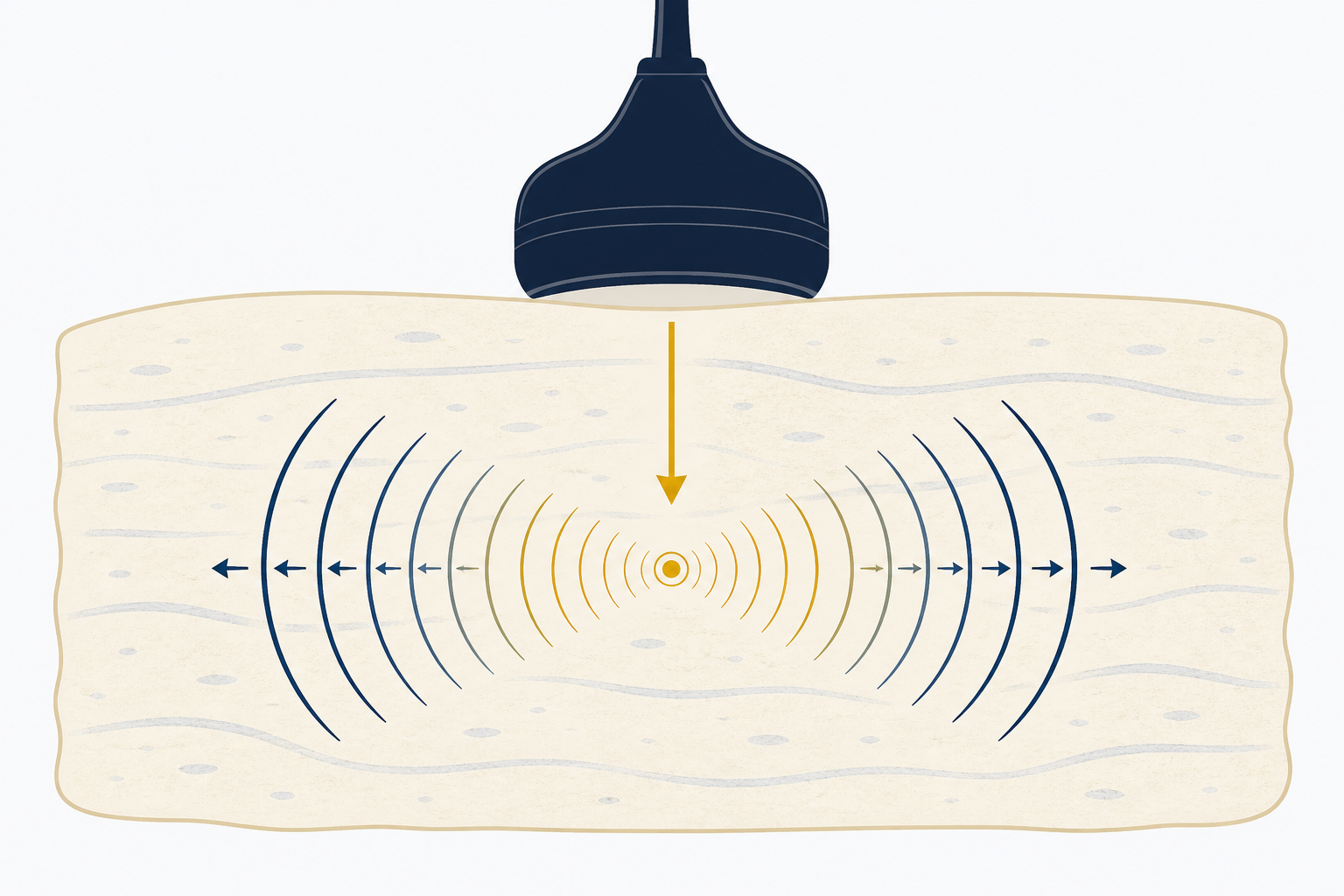 Schema del principio shear-wave dell'elastografia epatica